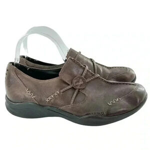 Clarks wave womens flats size 8.5 brown leather comfort walking loafers